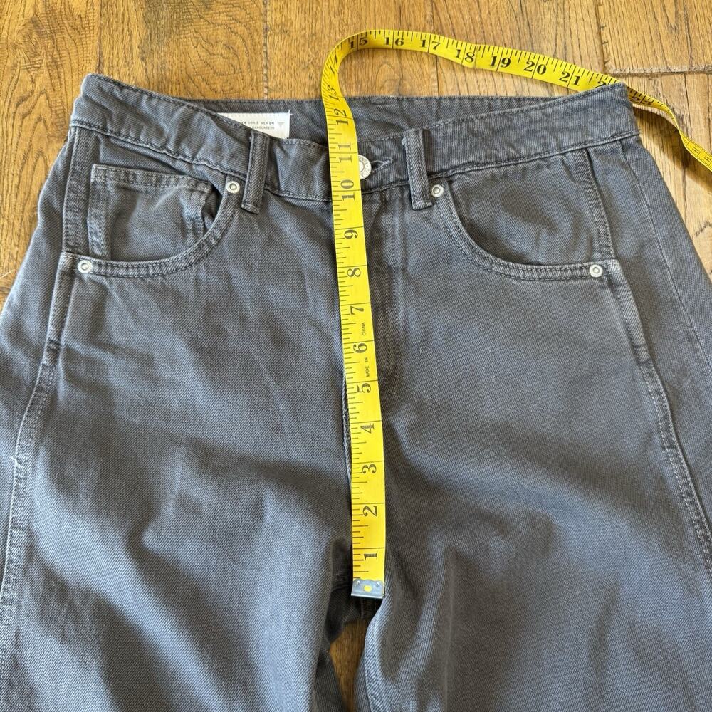 Zara Barrel Ankle Jeans Womens Sz 2 Wide Leg Grey Denim Cotton Boho Grunge - Picture 4 of 7